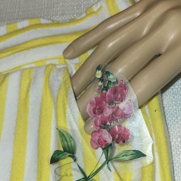 Any Body, New, Women's Whit and Yellow Elastic with Ties Waist, Pants, Size XL - Picture 4 of 6